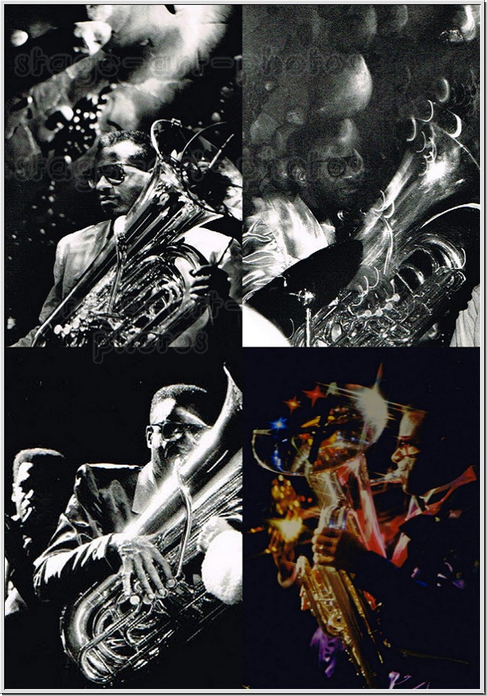 Bob Stewart - tuba, Collage mit 4 Fotos