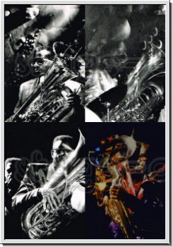 Bob Stewart - tuba, Collage mit 4 Fotos